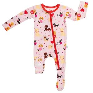 Luv Pups Valentine’s Day Bamboo Footsie Sleeper by Macaron+Me - EUC